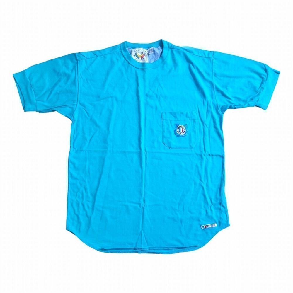 Vintage Italian Yacht Club International Design Team Blue Polo Shirt SZ L